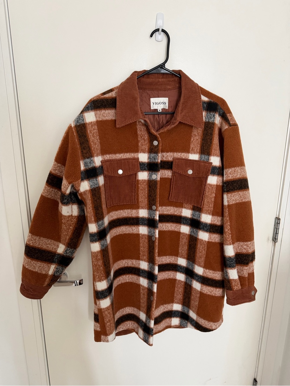 Vigoss Rust Brown Plaid Utility Jacket